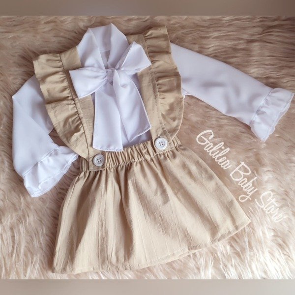 Producto - FALDA CON TIRANTES DE TUSOR EN AVELLANA