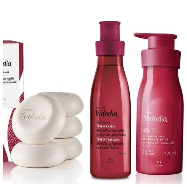 Producto - Body splash 200ml+ 5 jabones+ hidratante corporal 400ml - Cereza y avellanaa