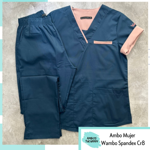 Producto - Ambo Wambo Indigo Spandex (Petroleo detalle Rosa) - 0