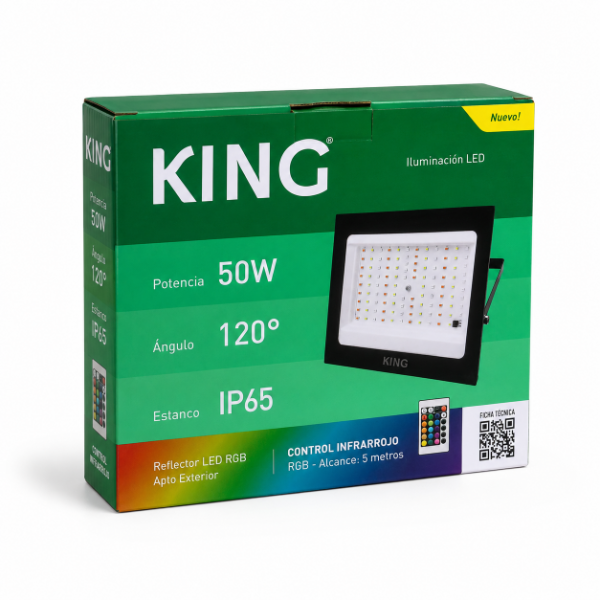 Producto - Reflector LED RGB KING 50W IP65 con Control Infrarrojo