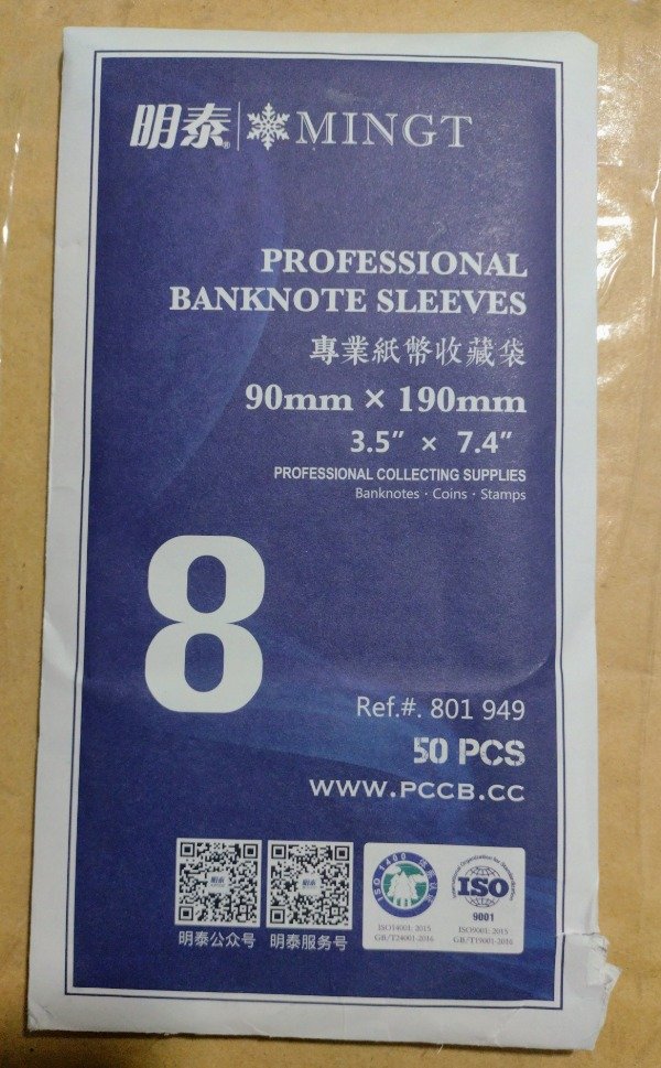 Producto - 50 Sobres semi-rigidos para billetes. 9x19 cm. Marca mingt - 1