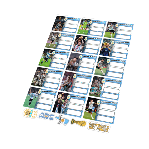 Producto - Etiquetas Escolares Para Cuadernos y Carpetas De Argentina Campeon 2022