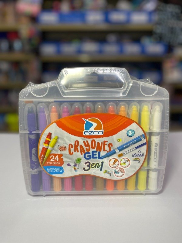 Producto - Crayones gel 3 en 1 x24 colores - "Ezco"