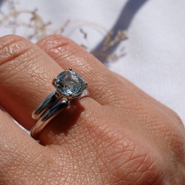 Producto - Anillo Plata 925 Berilo Aguamarina Ajustable - 2