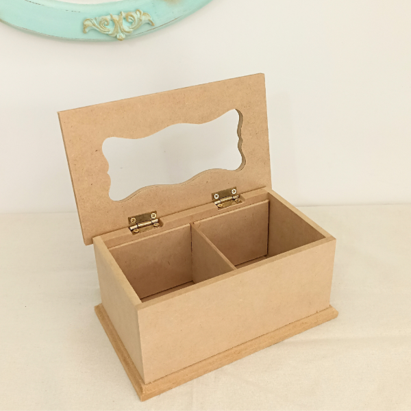 Producto - Caja de té x 2 div. Tapa VIDRIO