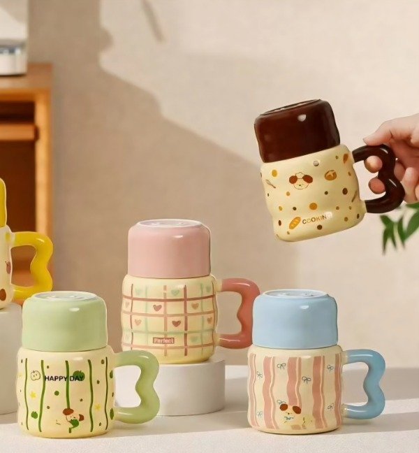 Producto - Taza de cerámica con tapa perritos