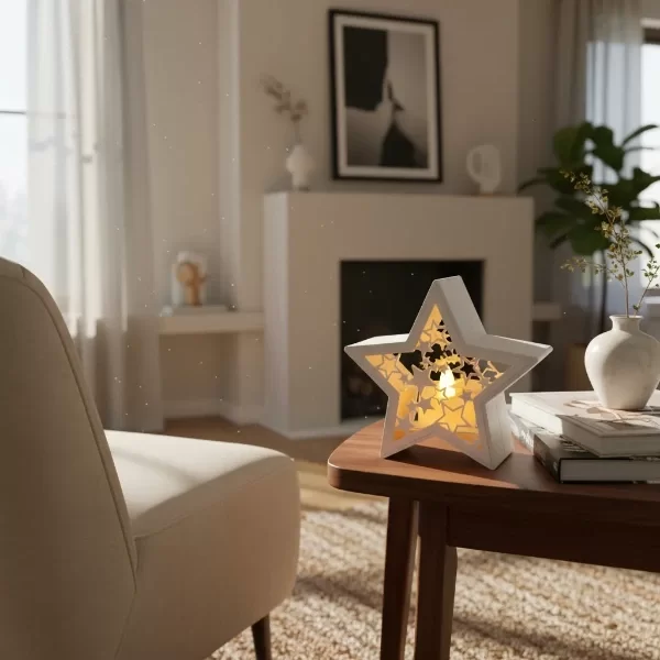 Producto - Centro De Mesa - Estrella Navidad Calada c/Luz