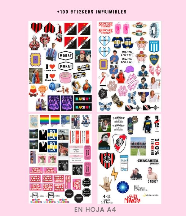 Producto - HOJAS A4 CON STICKERS DESCARGABLES IMPRIMIBLES