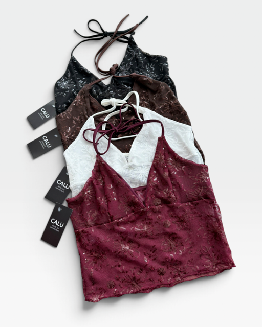 Producto - TOP MUSCULOSA LENTEJUELA FLOR 0778