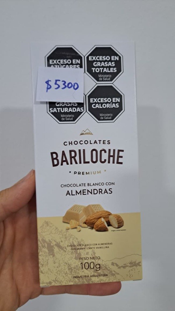 Producto - Bariloche Premium Chocolate Blanco con Almendras 100 gramos