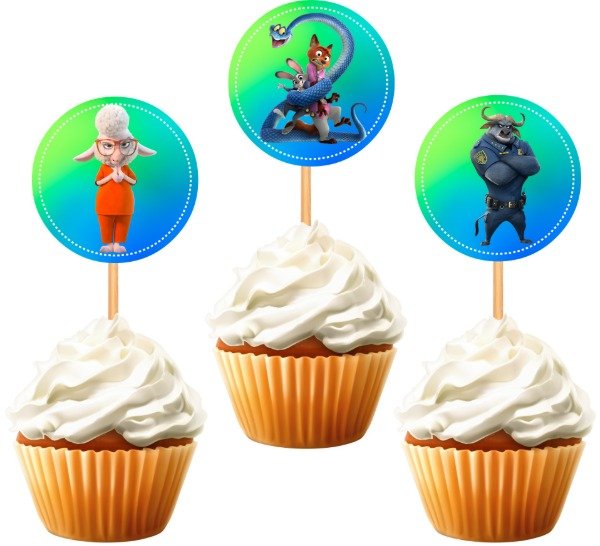 Producto - TOPPER CUPCAKE ZOOTOPIA X 10