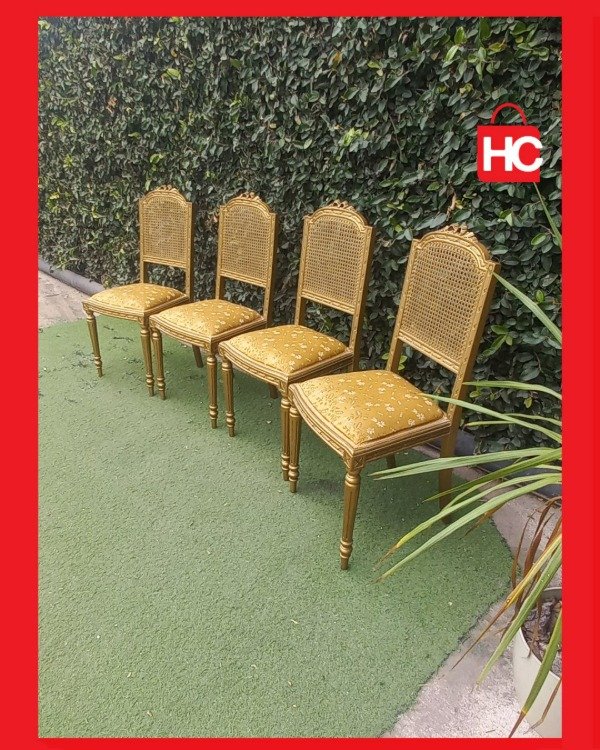 Producto - Juego de comedor antiguo estilo Luis XVI (4 sillas + 2 sillones de cabecera) - 0