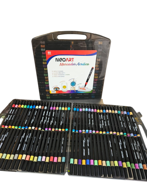 Producto - Valija 80 marcadores acrilicos punta pincel