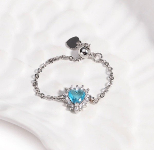 Producto - Anillo Dark Coquette Sky blue-Cobre esterlina S925 regulable