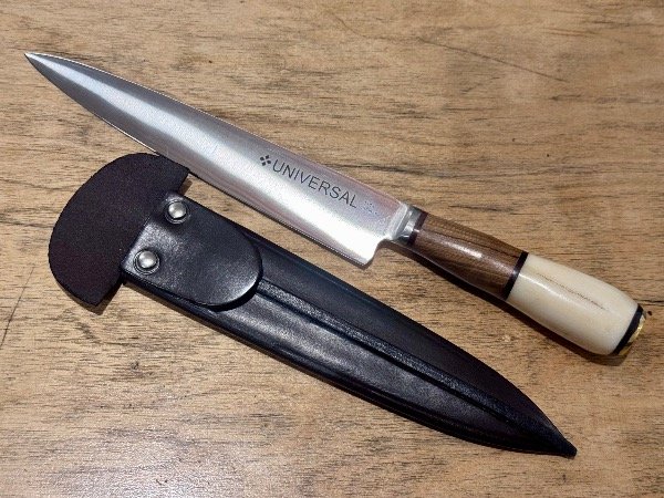 Producto - 266 - Cuchillo Parrillero UNIVERSAL REFORZADO Combinado Hueso -Vaina cuero x20cm
