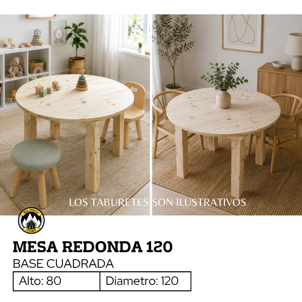 Producto - MESA REDONDA 120 - BASE CUADRADA - 2