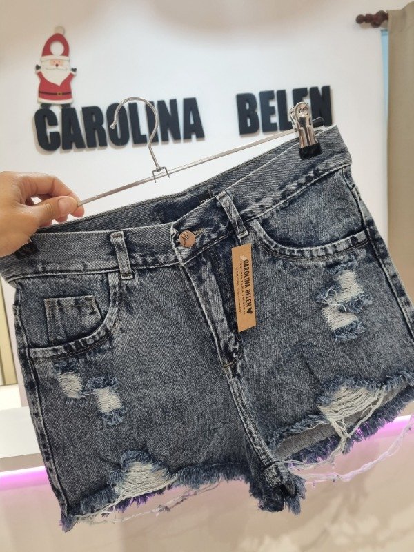 Producto - Short mom roturas azul