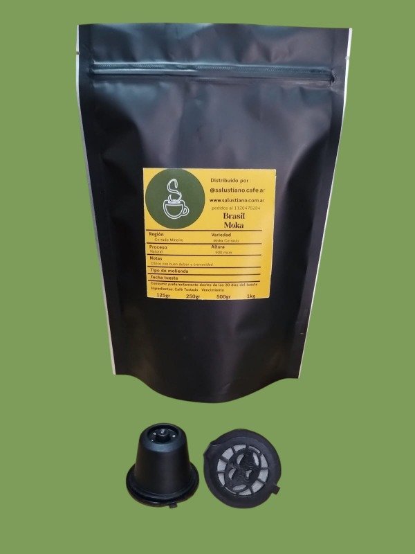 Producto - Café especialidad Brasil Moka + 2 cápsulas reusables Nespresso