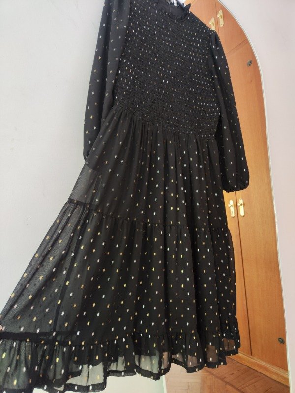 Vestido gasa negro y lunares — imagen 4
