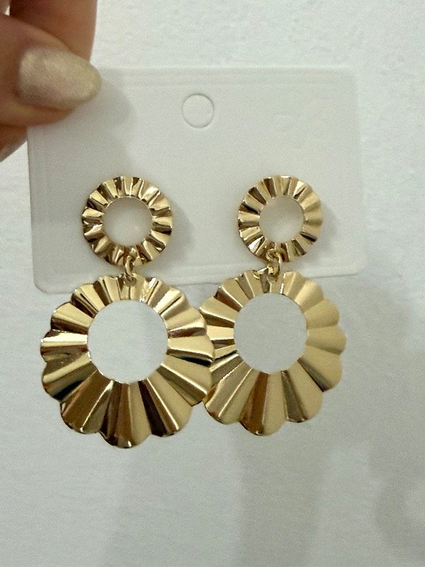 Producto - AD411 Aros chapones colgantes 5 cm acero dorado