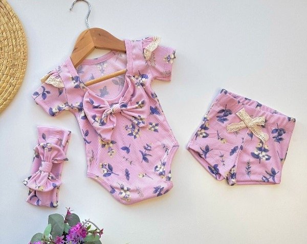 Producto - CONJUNTO FLOWERS (VINCHA + BODY + SHORT)