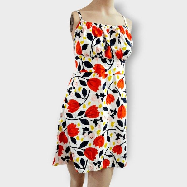Producto - Vestido Dama Escote recto Estampado Blanco T2
