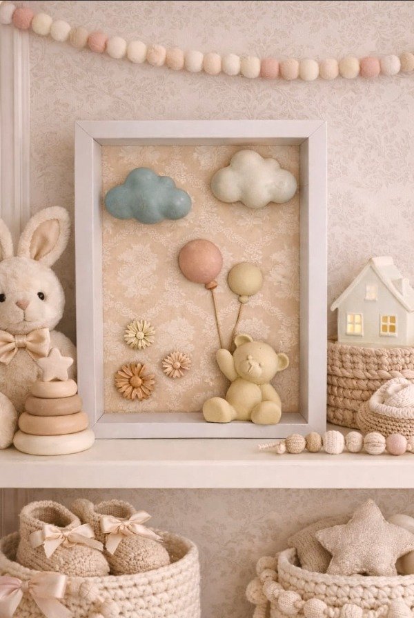 Producto - Cuadros Habitación Bebés Intervenidos con Figuras en Cemento III