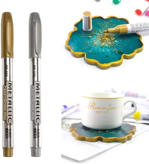 Producto - Set de marcadores fibras dorado/plateado - 1
