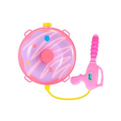 Producto - PISTOLA LANZA AGUA CON MOCHILA DONAS 19X22CM EN BOLSA BASE-X