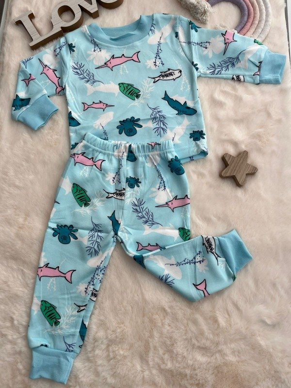 Producto - Pijama Termico Bebe Estampado Tiburon  - COD 1387