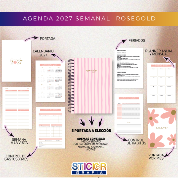 Producto - Agenda 2027 Semanal Rose Gold