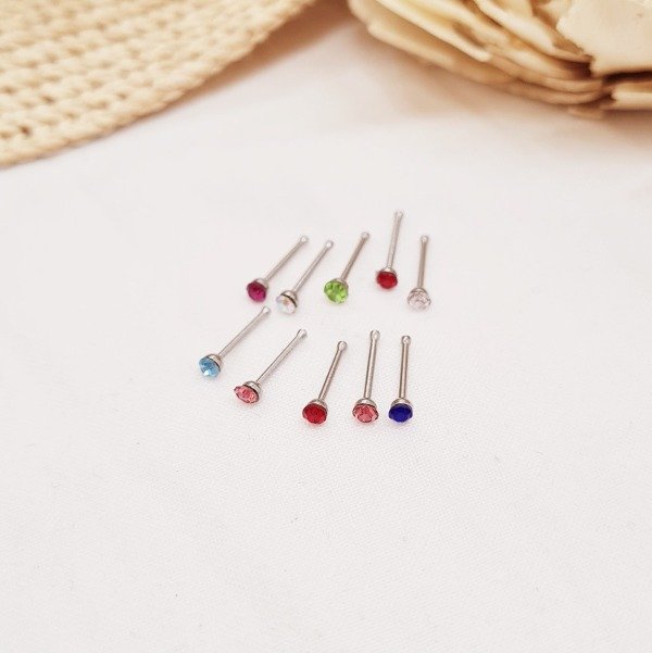 Producto - PIERCING DE NARIZ NOSTRIL STRASS DE COLORES RECTO