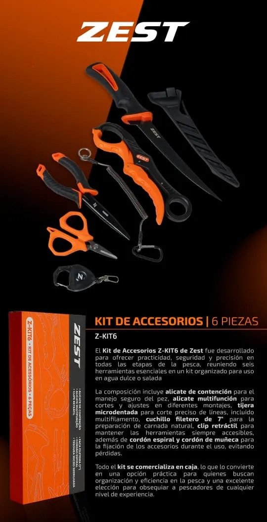 Producto - Kit de Accesorios Pesca Zest Z-kit6 6 Piezas BogaGrip Pinza S.Anillas Cuchillo - 9