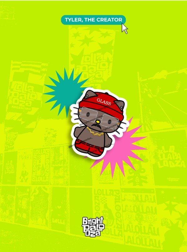 Producto - Sticker Kitty Tyler, The Creator DON'T TAP THE GLASS - BRIGHTPALOOZA