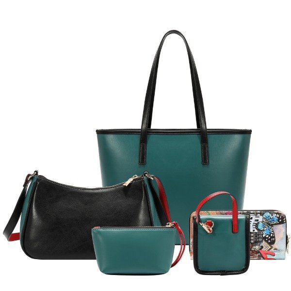 Producto - Set  Nicole Lee de 5 piezas Cartera, Bandolera Billetera Mini Neceser y Llavero - 1