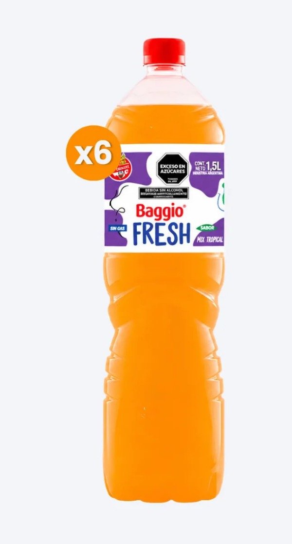 Producto - Agua Saborizada Baggio Fresh Mix Frutal 1,5l Pack X6