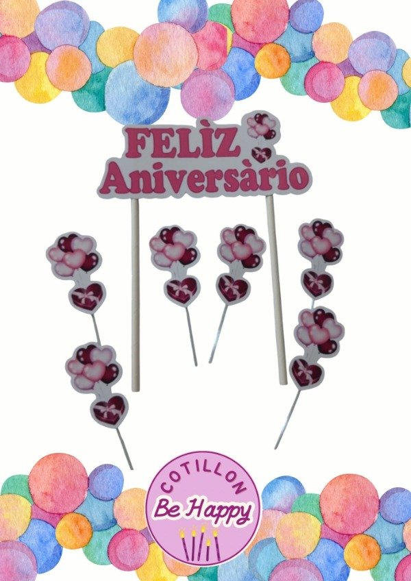 Producto - Decoración para torta Aniversario, Globos