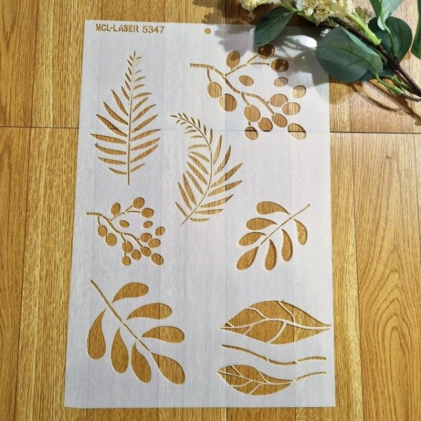 Producto - ST 5347 de 20x30 cm - Stencil Hojas Varias