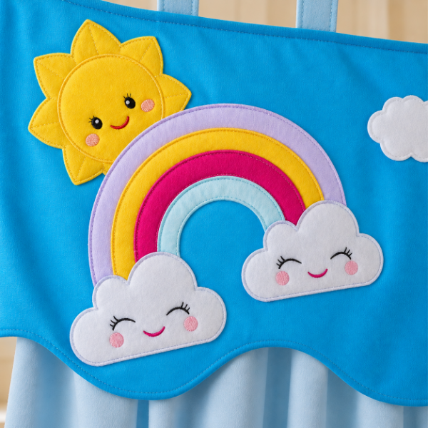 Producto - Cortinas Infantiles Personalizadas - Sueño Entre Las Nubes (Celeste) - 5