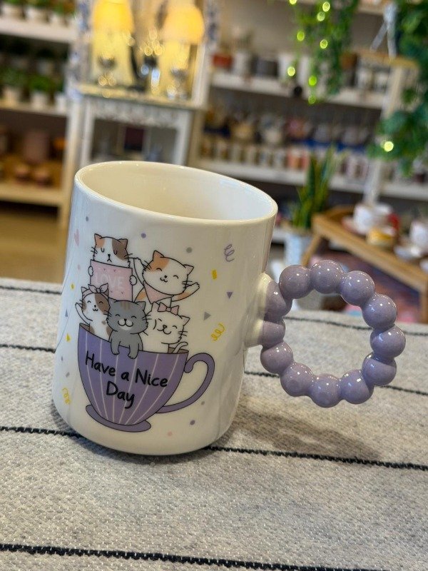 Producto - Taza flower cat lila -(Efectivo: 6.800)