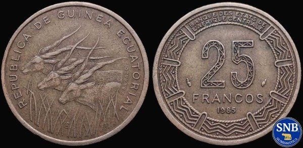Producto - Guinea Ecuatorial - 25 Francos CFA (1985) KM #60 - Tercera República