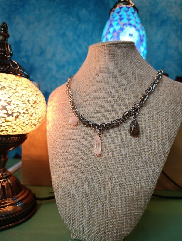 Producto - Collar cuarzos- Rosa Cristal Ahumado