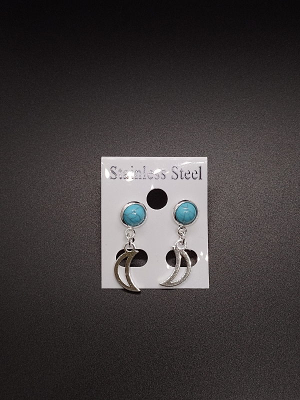 Producto - Aros turquesa de acero blanco