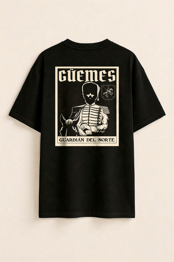 Producto - Güemes, Guardián del Norte (Oversize Unisex Negra Dorsal)