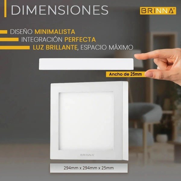 Producto - PLAFON PANEL LED CUADRADO APLICAR 24W CALIDO BRINNA - 3