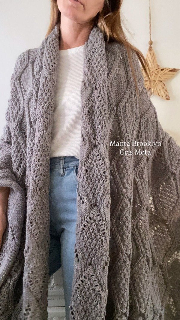 Producto - Manta tejida Brooklyn gris motas