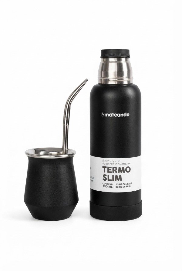Producto - MATE ACERO TERMICO + TERMO MATEANDO SLIM 750 ML. - NEGRO - 0