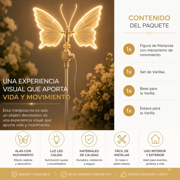Producto - Mariposa Luz Led Con Movimiento Decoración Tenencia Eventos - 1