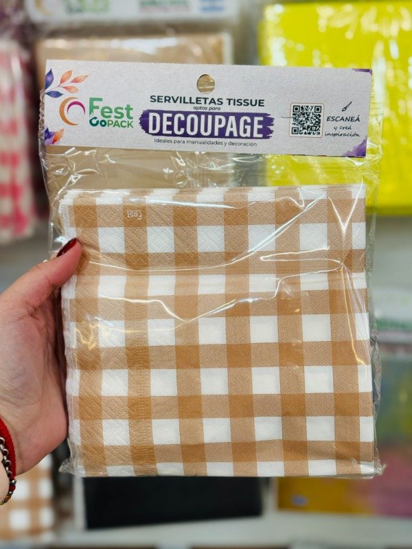 Producto - Servilletas decoupage cuadrille beige x20u