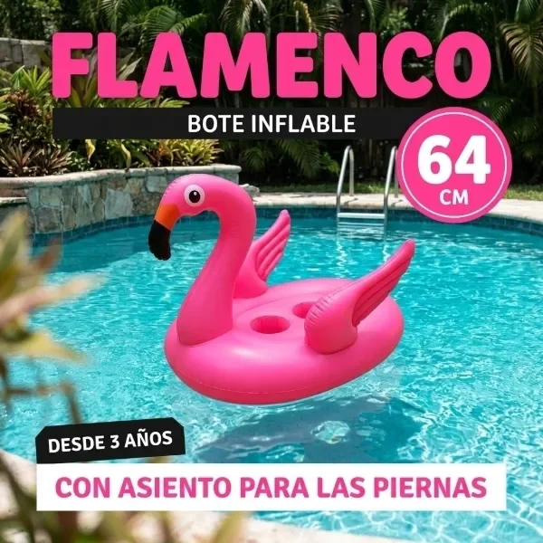 Producto - Bote Inflable Flamenco con Asiento para Pileta Hasta 3 años - 0